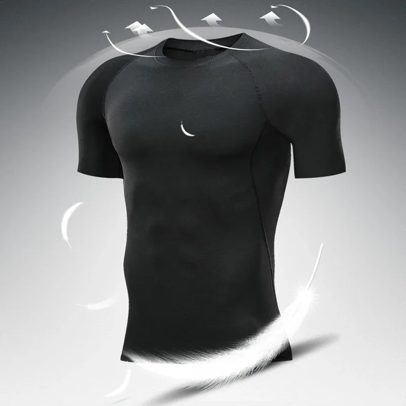 Men Running Compression T-shirt Short Sleeve Sport Tees Gym Fitness Sweatshirt Male Jogging Tracksuit Homme Athletic Shirt Tops