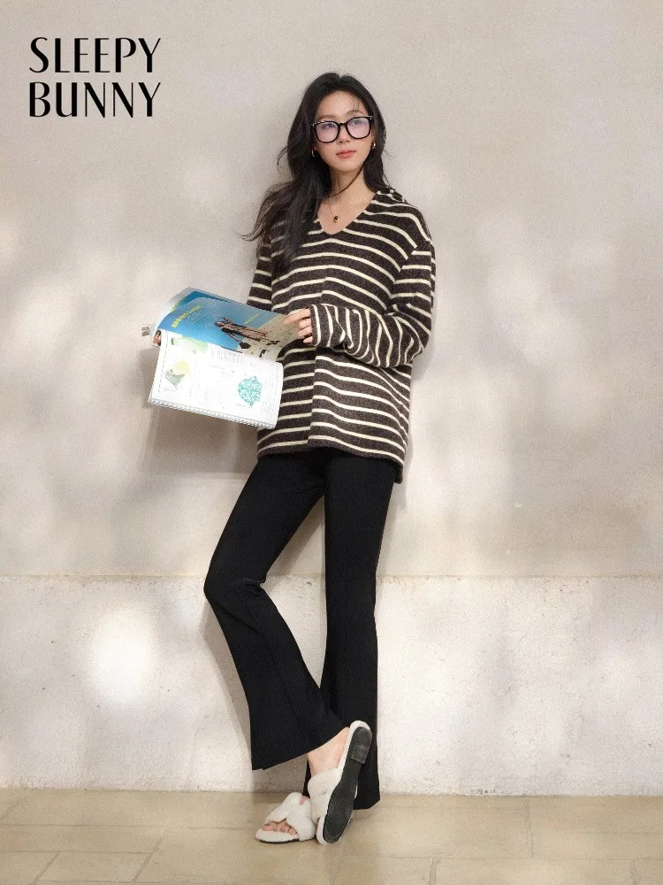 

Women Black High Waist Micro Flare Pants Lady Spring Stretch Slim Fit Trousers for Petite Figure Casual Daily Office Work Wear