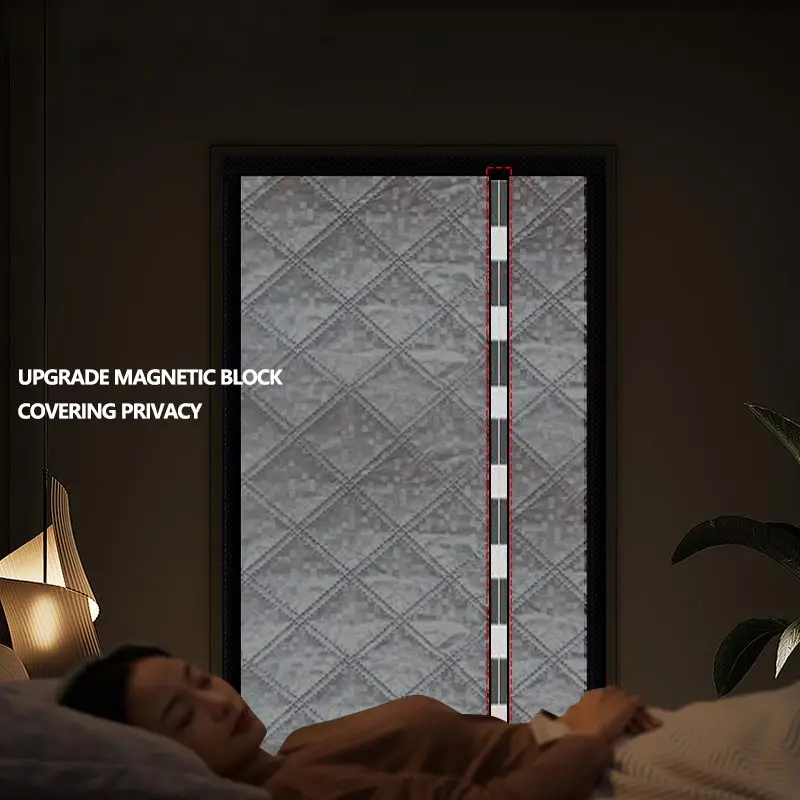 Magnetic side opening cotton door curtain, winter self-adhesive no punching, anti cold, anti freezing balcony windshield curtain