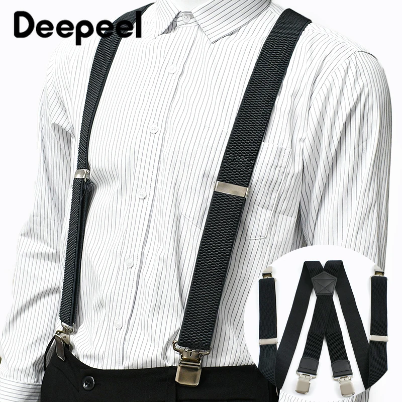 

3.5*120cm Men's Suspenders X-Type 4 Clips Elastic Strap Man Adjustable Braces Male Trouser Pants Clip Gift