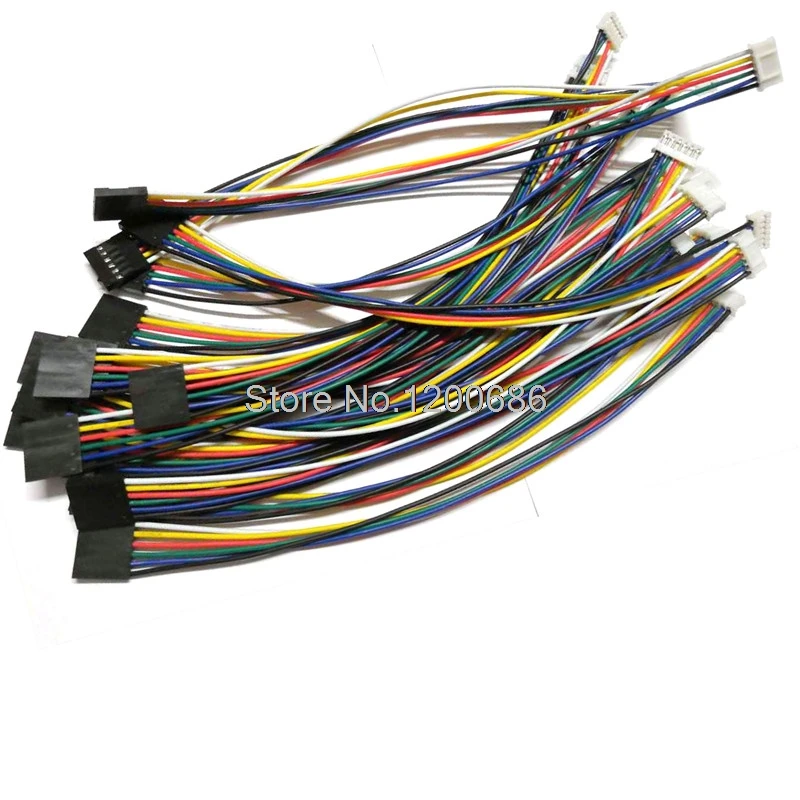 20CM 50CM 1M 24AWG JST-PH 2.0mm to Dupont 2.54mm 6P PH Series 455-1163-ND PHR-6 M20-1060600 952-2231-ND Cable Harness Assembly