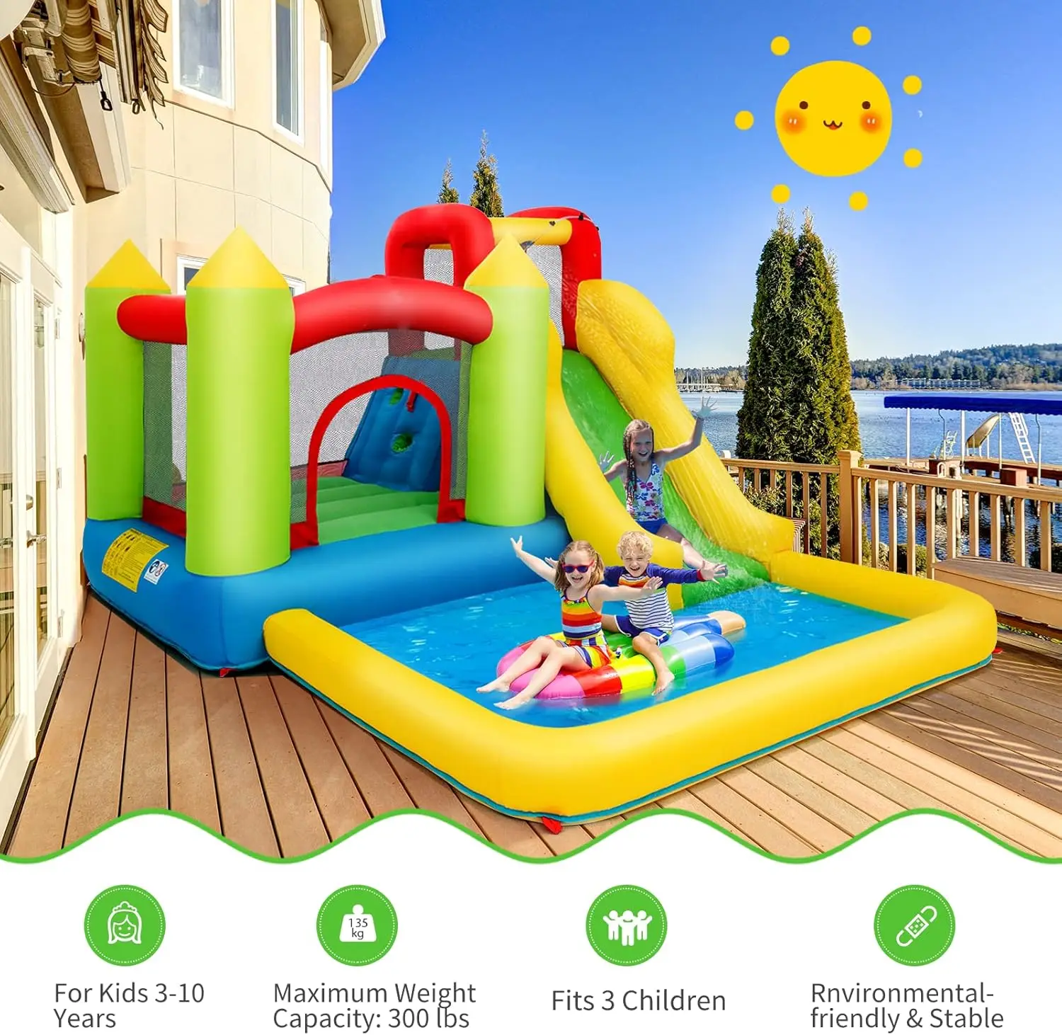 Nadmuchiwana zjeżdżalnia wodna, gigantyczny Park wodny z Bounce House ze ścianą wspinaczkową i zjeżdżalniami, brodzikiem, zjeżdżalnie wodne na zewnątrz