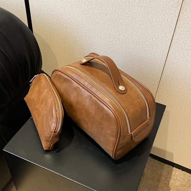 Fashion Cosmetic Bag PU Leather Makeup Organizer Portable Travel Toiletries Women Cosmetic Storage Bag Washbag Neceser Sac New