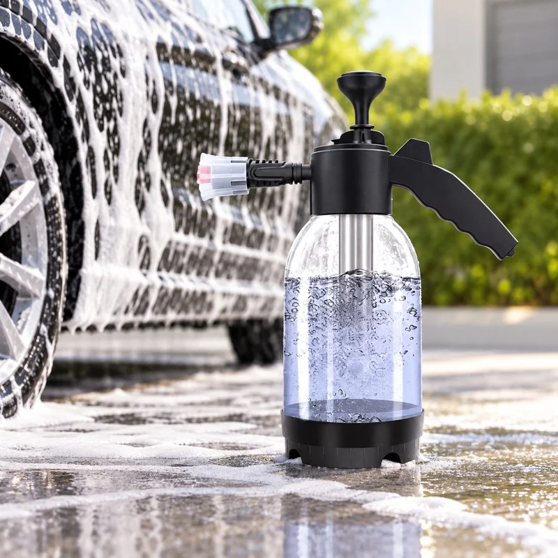2L Manual Snow Foam Sprayer – Hand-Pump Car Wash Bottle with 3 Nozzles