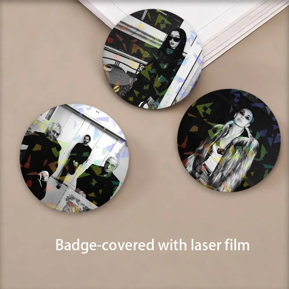 Singer C-ChaRli XcX Fashion Round Badge for Backpack Accessories Laser Lapel Pins Jewelry Gifts