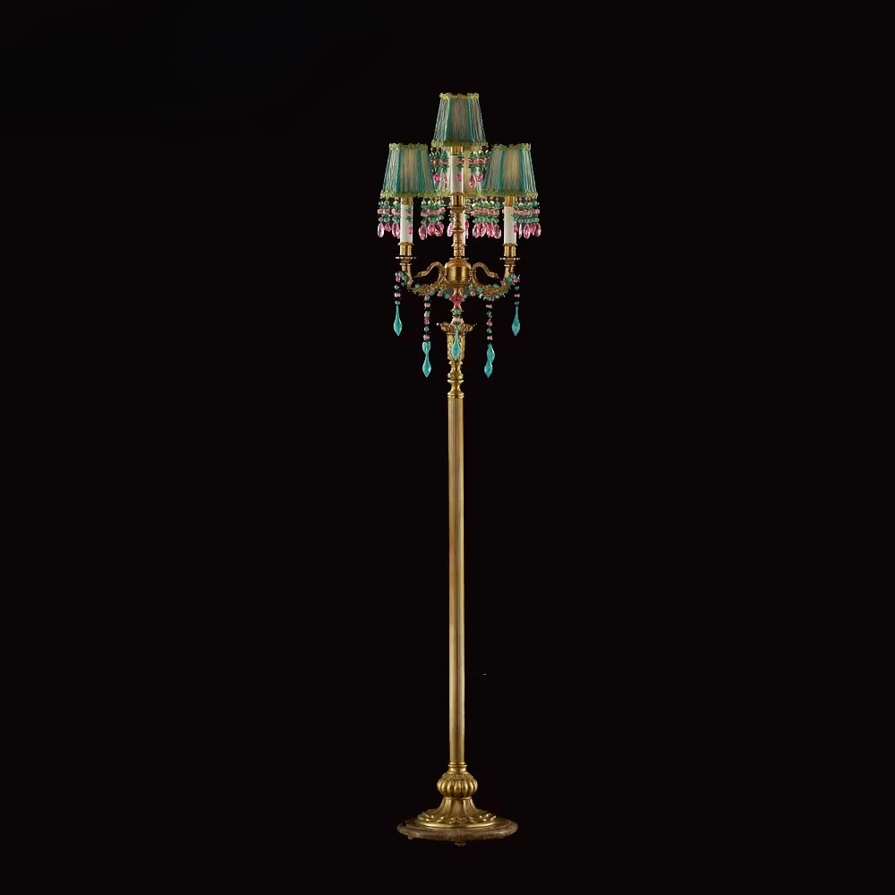 Luxury style exquisite fabric lampshade table lamp bronze veneer decoration creative pastoral perfect retro table lamp
