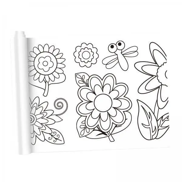 2xColoring Posters Birthday Gift DIY Art Paper Roll Sticky for Home Drawing flower