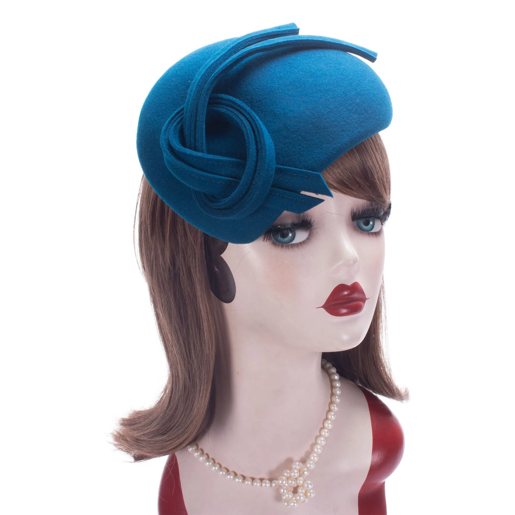 Lawliet Teardrop Womens British Style Wool Felt Fascinator Hat Tam Beret Casque Cocktail Bridal Hat A572
