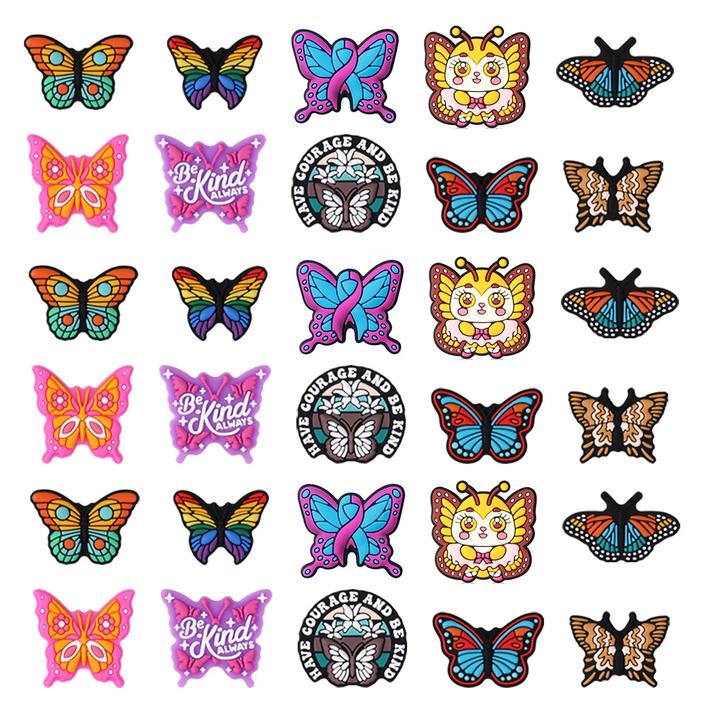 5/10pcs Silicone Beads Cute Pretty Butterflies Focal Beads for Jewelry Making Pen KeyChain Necklace Bracelets Decor Accessory
