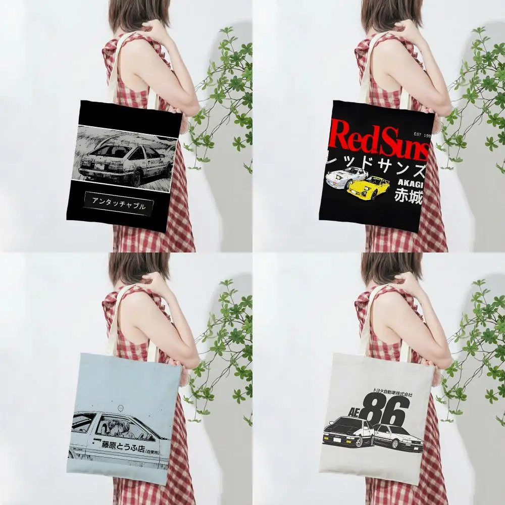 Anime Racing Initial D Storage Bags Lightweight Printed Canvas Bag Portable Daily Shopping Shoulder Bag