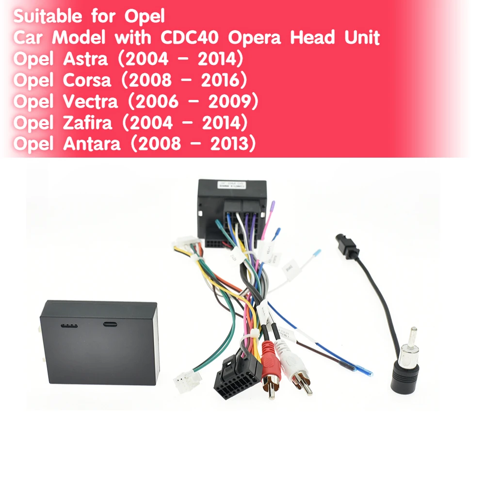 Car Stereo 16Pin RCA Wire Harness CANBUS Decoder Adapter Cable Steering Wheel Control For Opel Astra Corsa Antara Vectra Afterma