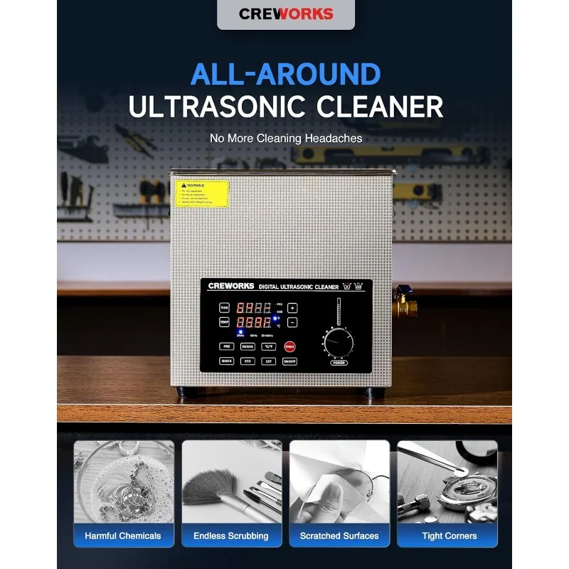 Dual Frequency 10L Digital Ultrasonic Cleaning Machine, 28 & 40 kHz 200W Ultrasonic Cleaner with Adjustable Power