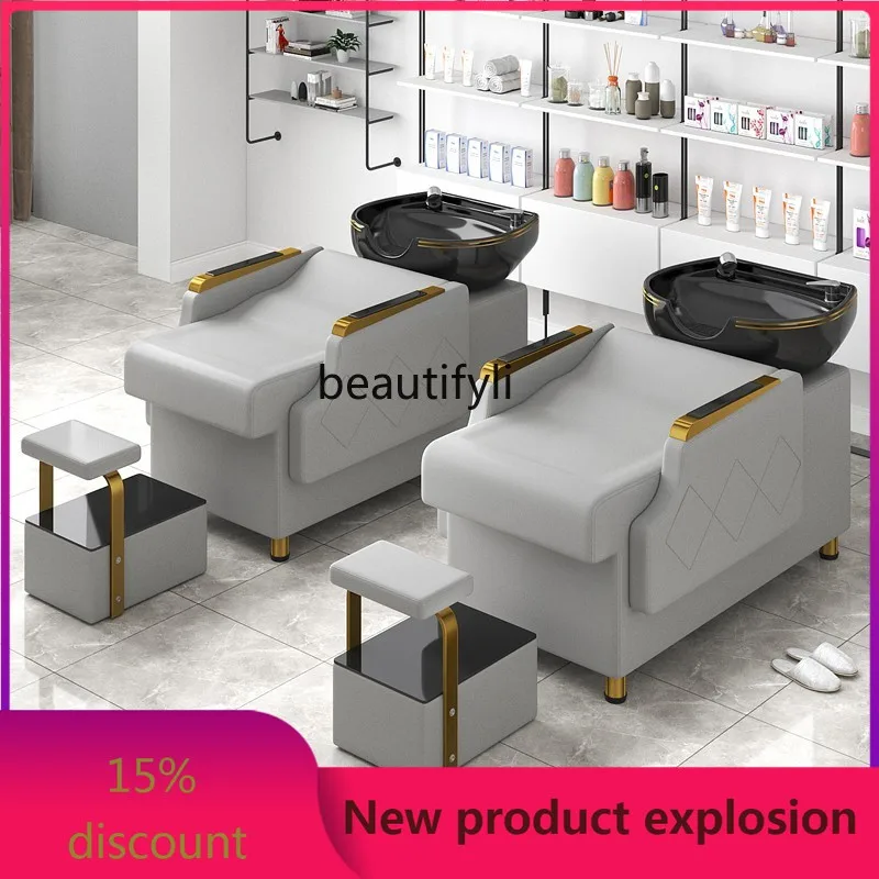 

zGBarber Shop Shampoo Chair for Hair Salon Flushing Bed Ceramic Basin Lying Half Shampoo Chair