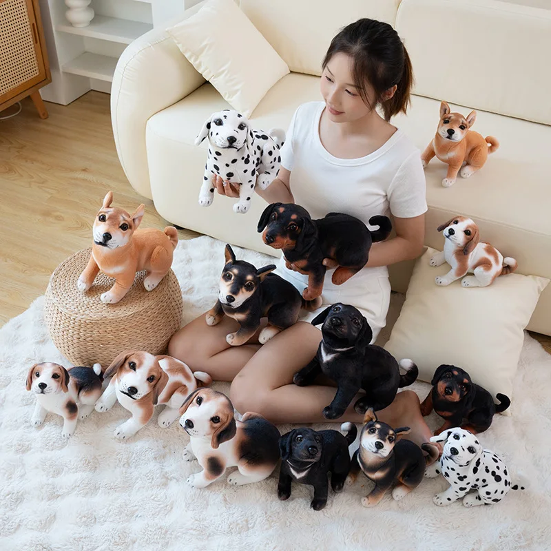 25/30cm Imitation Kawaii Dog Plush Toys Cute Lifelike Beagle Shiba Inu Rottweiler Dalmatian Stuffed Dolls Fluffy Puppy Toys