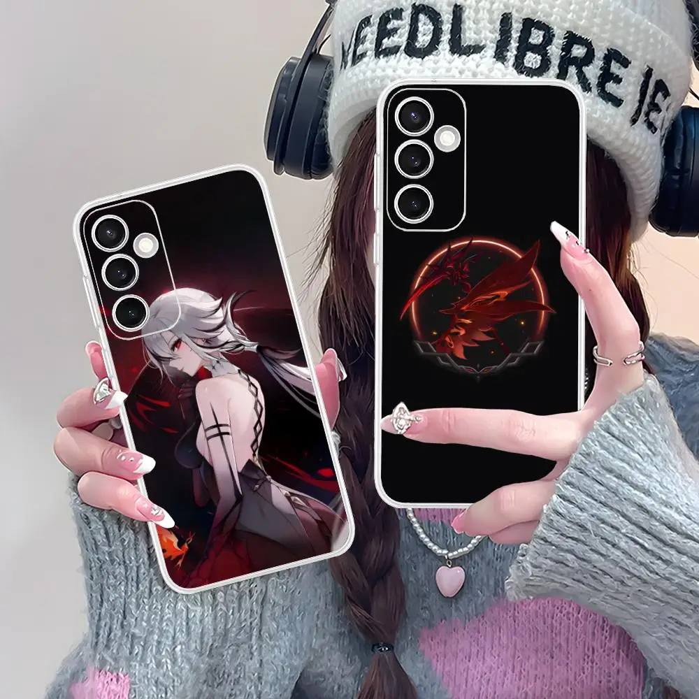 Game GI Arlecchino Phone Case for Samsung Galaxy S25 S24 S23 S22 S21Plus FE Ultra Soft TPU Clear Shockproof Cover