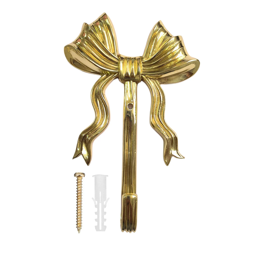 Brass Bowknot Coat Hook Decorative Purse Wall Hanger for Towels and Bags Perfect Accent for Home Decor in Any Room