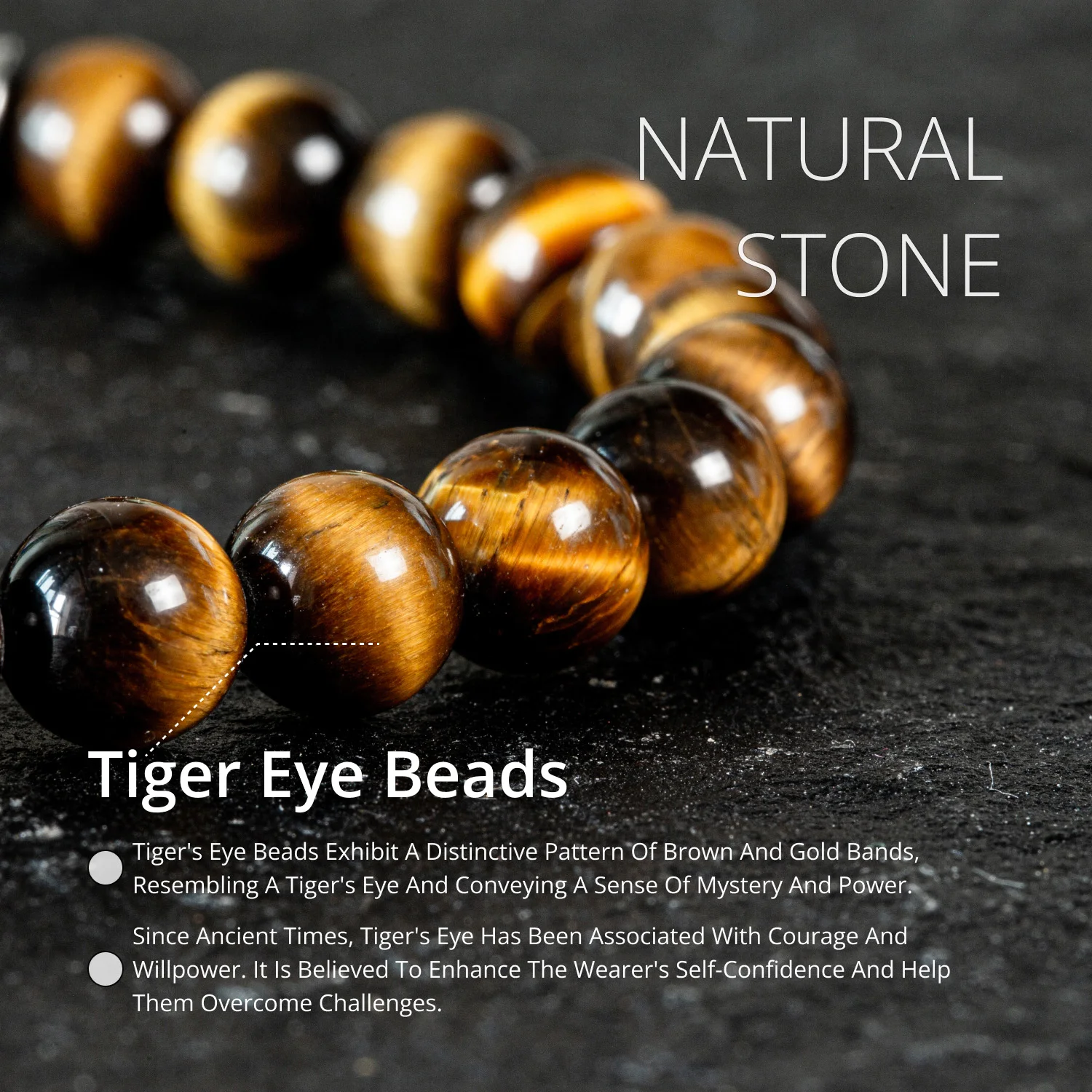 Natural Stone Tiger Eye Beaded Bracelet Wolf Head Gandcrafted Vacation Accessories Daily Wear Best Friend Gifts For Men Women