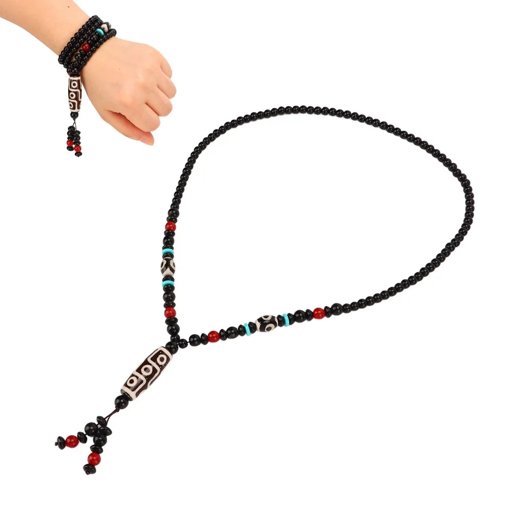 1pcs Good Luck Charm Handmade Dzi Bead Elegant Design Boho Style Nine Eyed Dzi Pendant Agate pale gloss Stone For Women Men