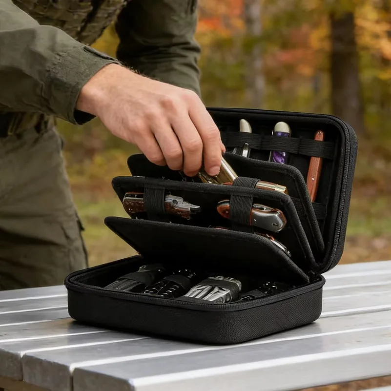 Tactical Knife Storage Bag 24 Knives Display Case Pocket Knives Collection Box Folding Knife Organizer Pouch EDC Tool Pouch view 5