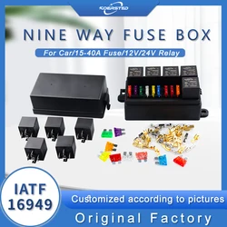 8 Ways 9 Ways Car Boat Fuse Box Holder Blade Fuse Holder 12V/24V [Fuses Connectors Included]