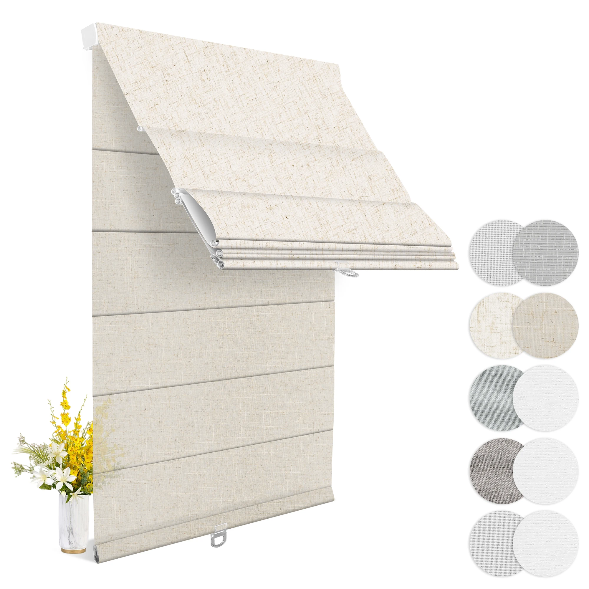 Day/Night Roman Shades, 2‑In‑1 Blackout & Light Filtering Roman Blinds Cordless Curtains, UV‑Protection Privacy Window Blinds