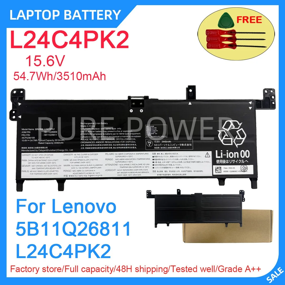 New Laptop Battery L24C4PK2 15.6V 54.7WH 3510mAh High Quality Durable Long-lasting For Lenovo 5B11Q26811 L24C4PK2