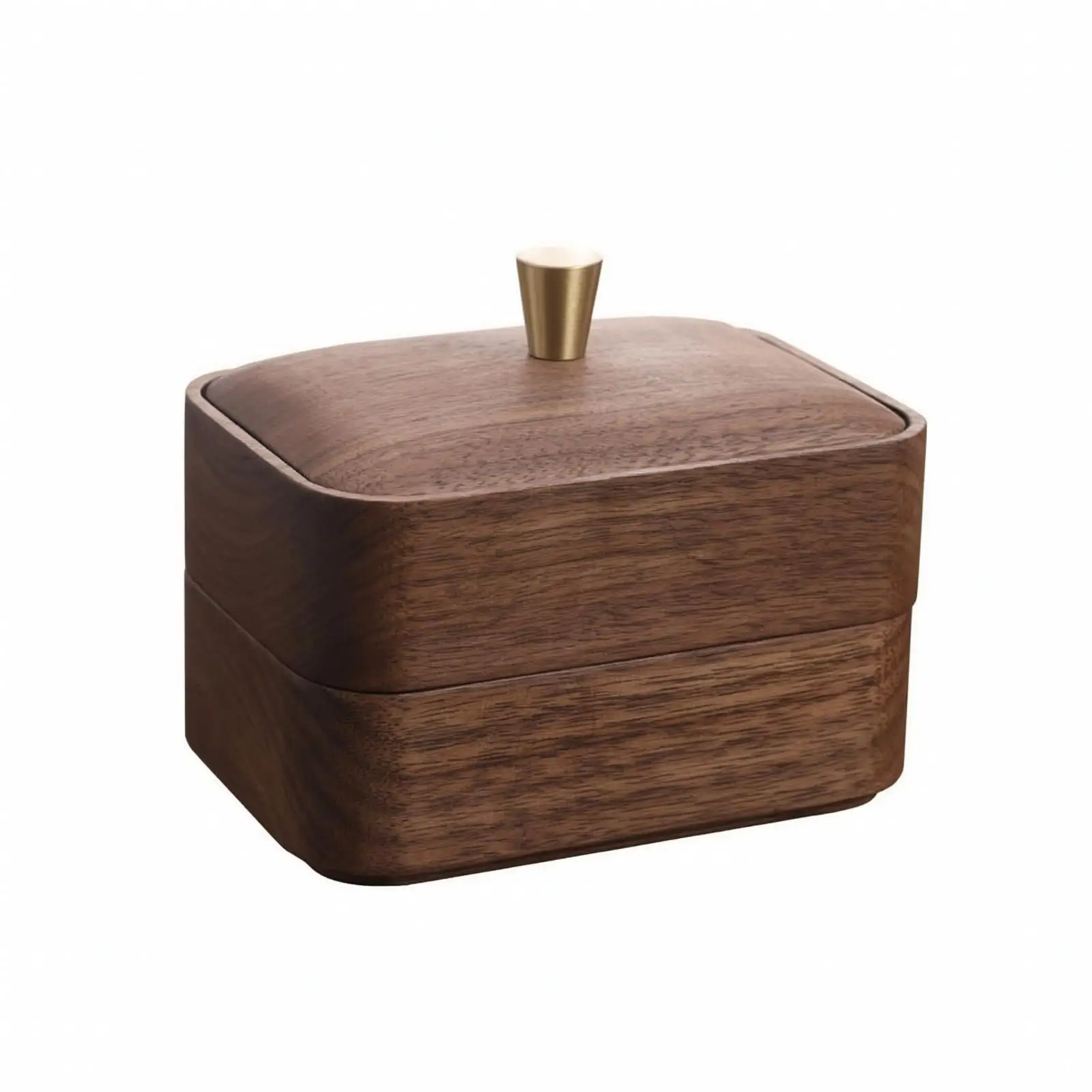 Dustproof Desktop Storage Container Black Walnut Finish Brass Pull for Vanity Desk Countertop Small Essentials Tidy