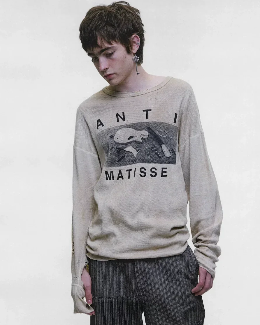 ER/D 26SS Painter's Old Destruction Wash Waffle Long Sleeve T-Shirt