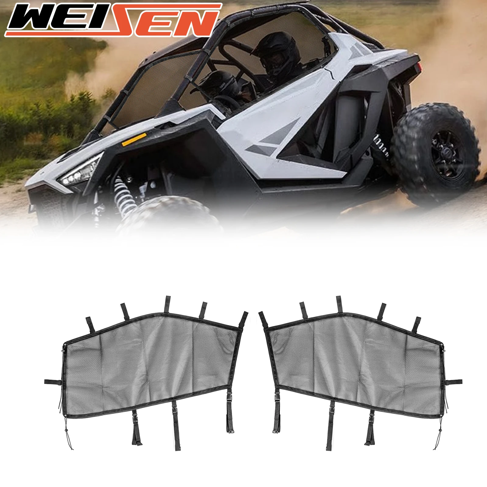 For 2022-2024 RZR PRO R 2 Seats UTV Soft Driver Passenger Side Window Net / Shade / Cover Sunshade Mesh Accessories