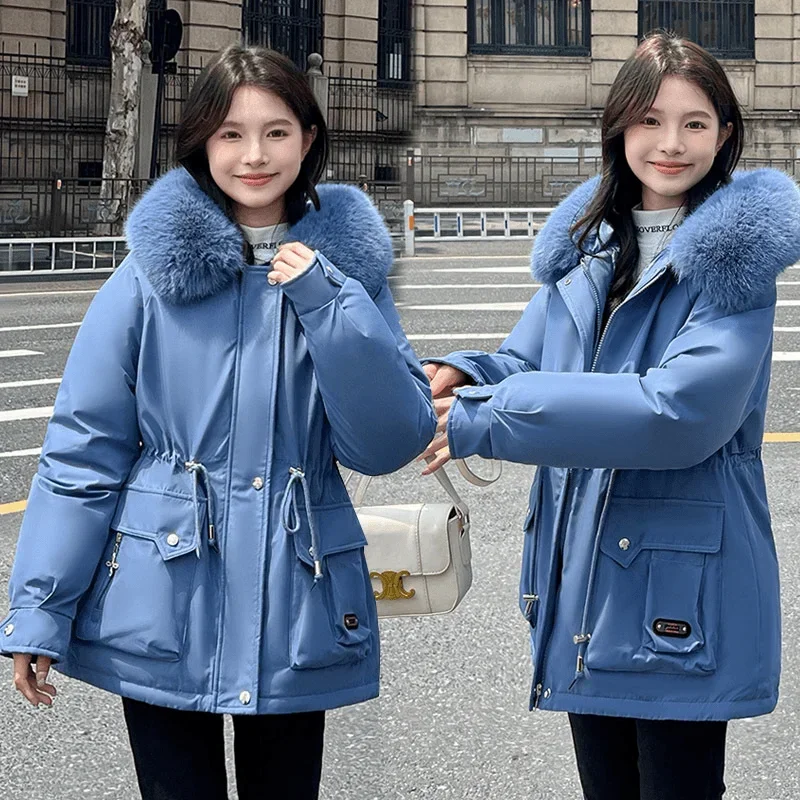 سترة نسائية شتوية جديدة لعام 2025 من القطن كبيرة الحجم معطف باركر بقلنسوة #4