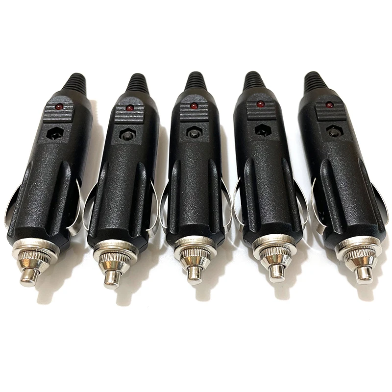 

5pcs DC12V Car Cigarette Lighter male Plug Fuses 5A With LED Indicator Plug Power Charger Adapter Connector Converter Plug