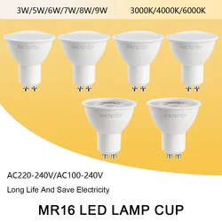 가정용 LED 전구 교체용 할로겐 램프, 깜박임 없음, GU10 스포트라이트, 5W, 6W, 7W, 8W, 9W, AC220V, 120V, 50W, 3 개