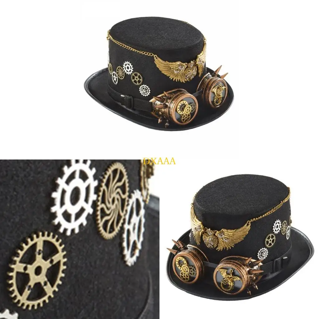 

DXAA Steampunk Top Hat For Men With Goggles Steampunk Time Hat Steampunk Hat