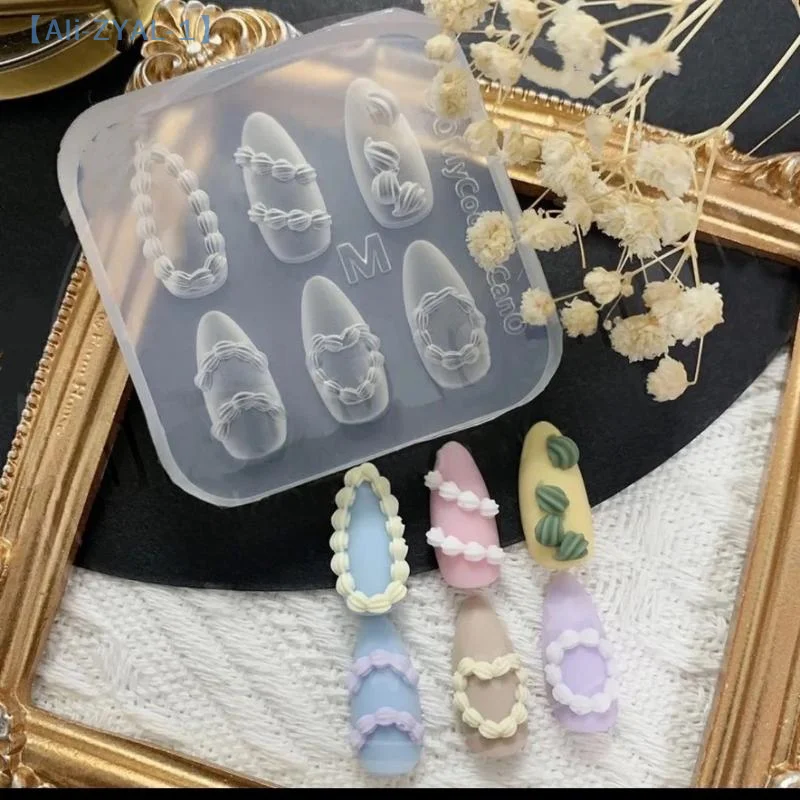 【ZYAL-1】 1 pièces crème arc ours 3D Silicone moule à ongles bricolage Nail Art décoration fleur Transparent modèle d'ongle manucure outil de conception