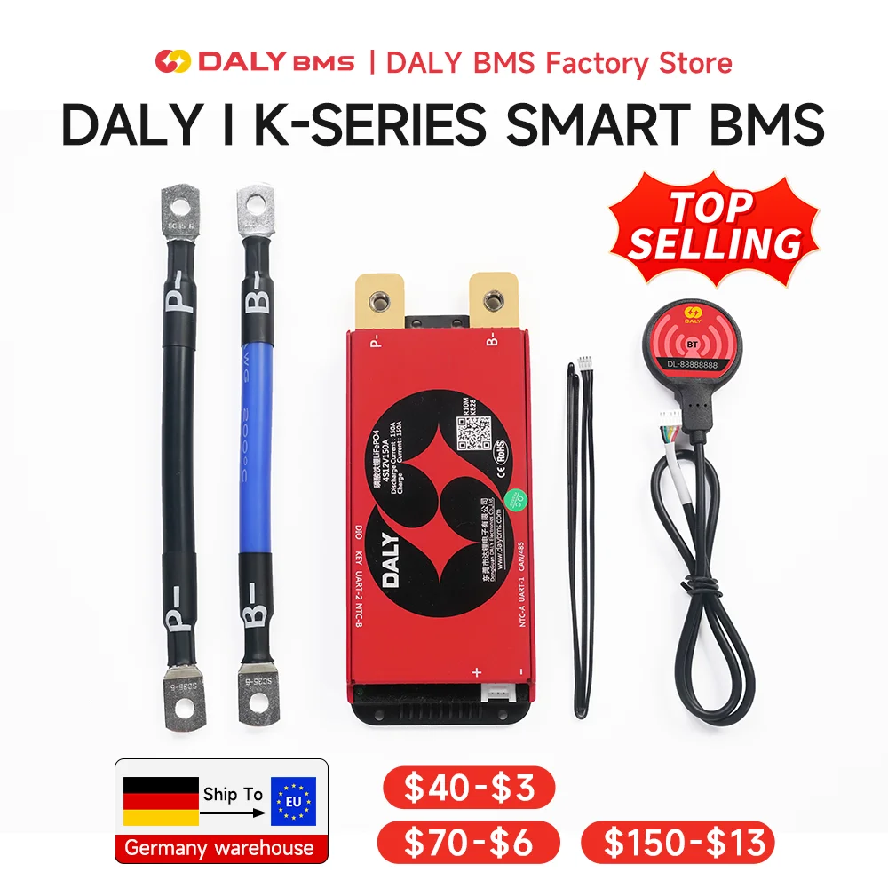 Daly Smart Lifepo4 BMS Board 4S 12V 8S 24V16S 48V 3.2V 100A 60A BMS for 18650 BATTERY PACK BT UART RS485 CANBUS Communication