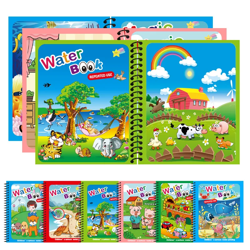 Reusable Magic Water Coloring Book Drawing Book for Kids Toddler Painting Book Montessori Educational Learning Toys