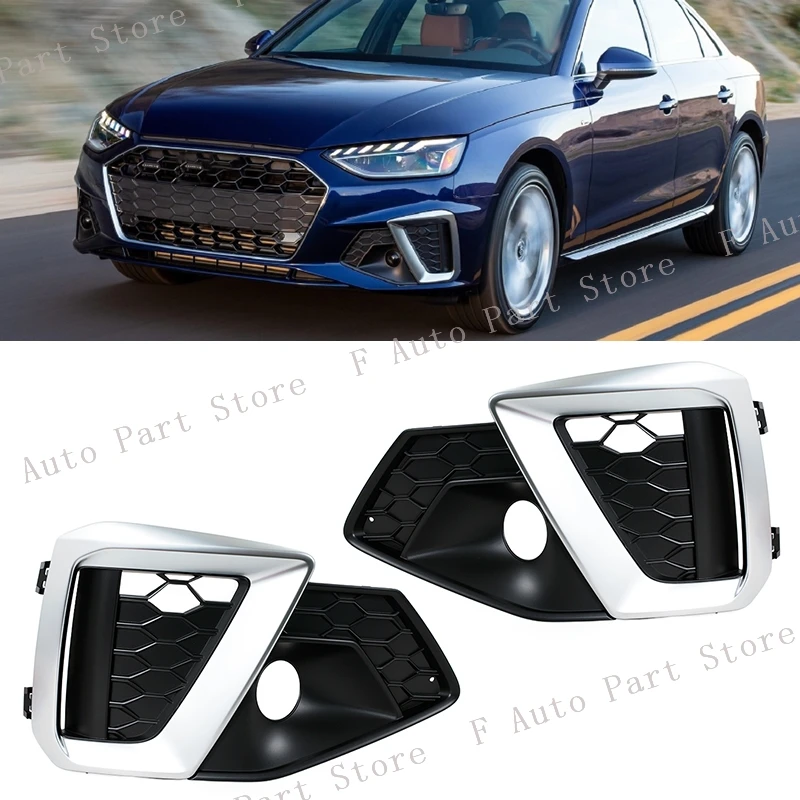 

For Audi A4 A4L 2020 2021 2022 Front Bumper Fog Light Lamp Trim Grille Cover Frame Hood Cap Lid Bezel
