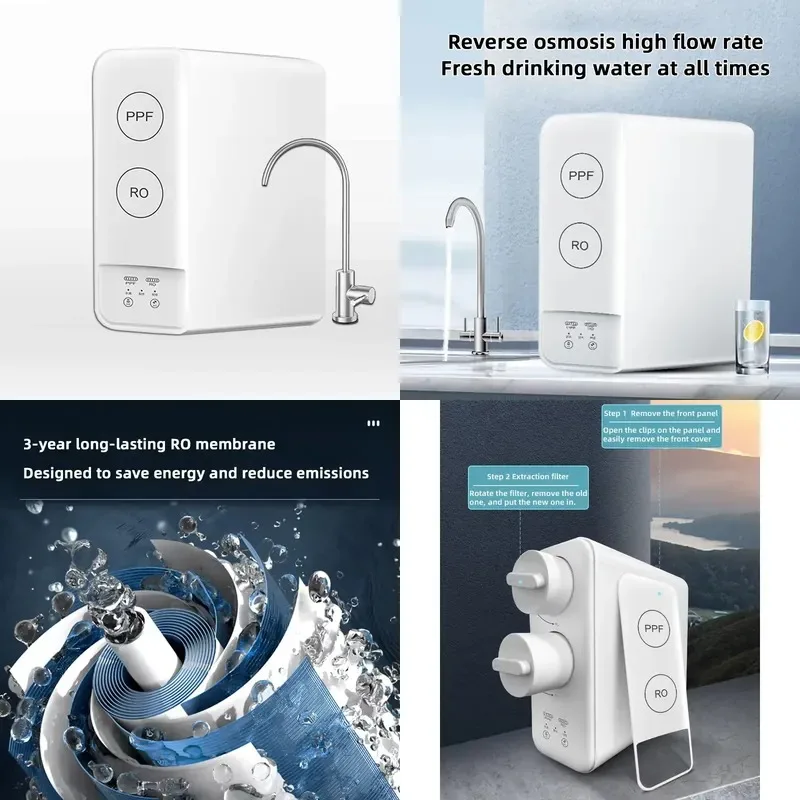 600GPD Alkaline Reverse Osmosis Water Purifier DC Type Large Flow Tank Under Sink System Easy to Install
