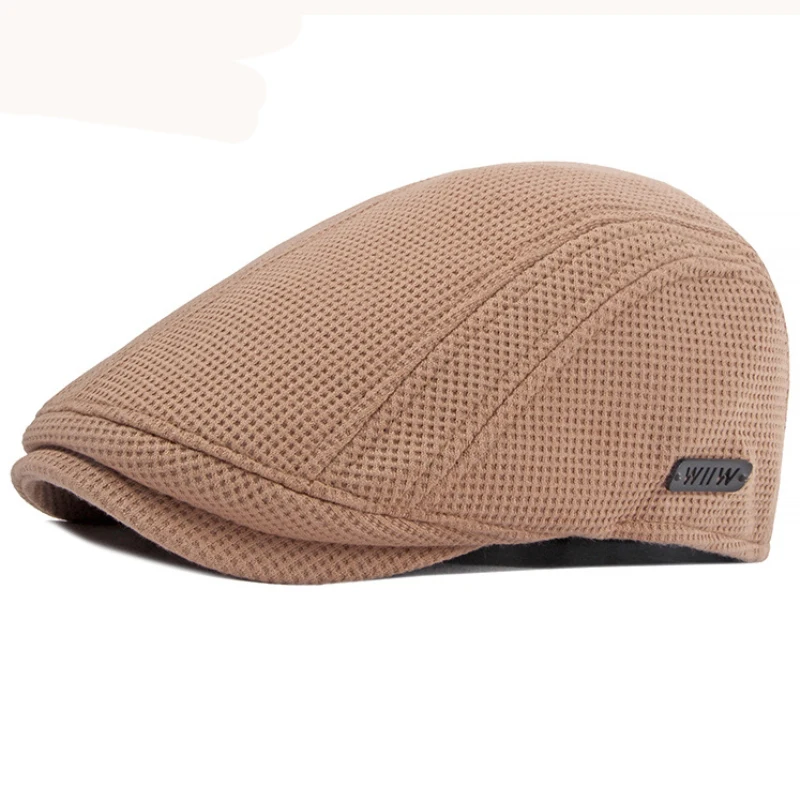 HT1327 Black Beige Coffee Grey Cabbie Gastby Flat Cap Warm Knitted Autumn Winter Mens Hats British Western Style Beret Caps