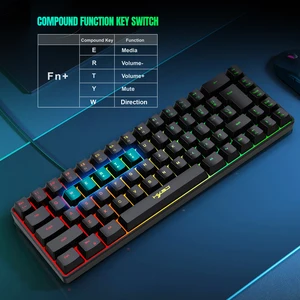 USB Wired Gaming -Tastatur, 20 RGB -Hintergrundbeleuchtung, 68 Tasten, tragbare Windows -Laptops-de, Computer 10 Hauptverkäufe LED -Tastatur - №8