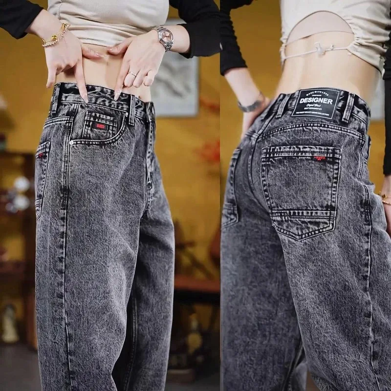 

Fall Winter New Style High End Snowflake Denim Pants Men's American Loose Wide Leg Pants Versatile Casual Fashionable Trousers