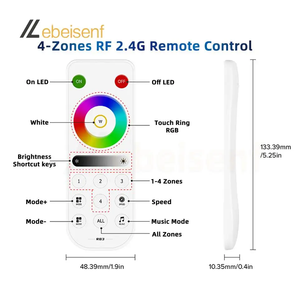 SP633E 3CH PWM RGB LED Controller colorato DC 5V 12V 24V 12A Dimmer musicale Bluetooth intelligente e pannello di controllo remoto Touch RF 2.4G