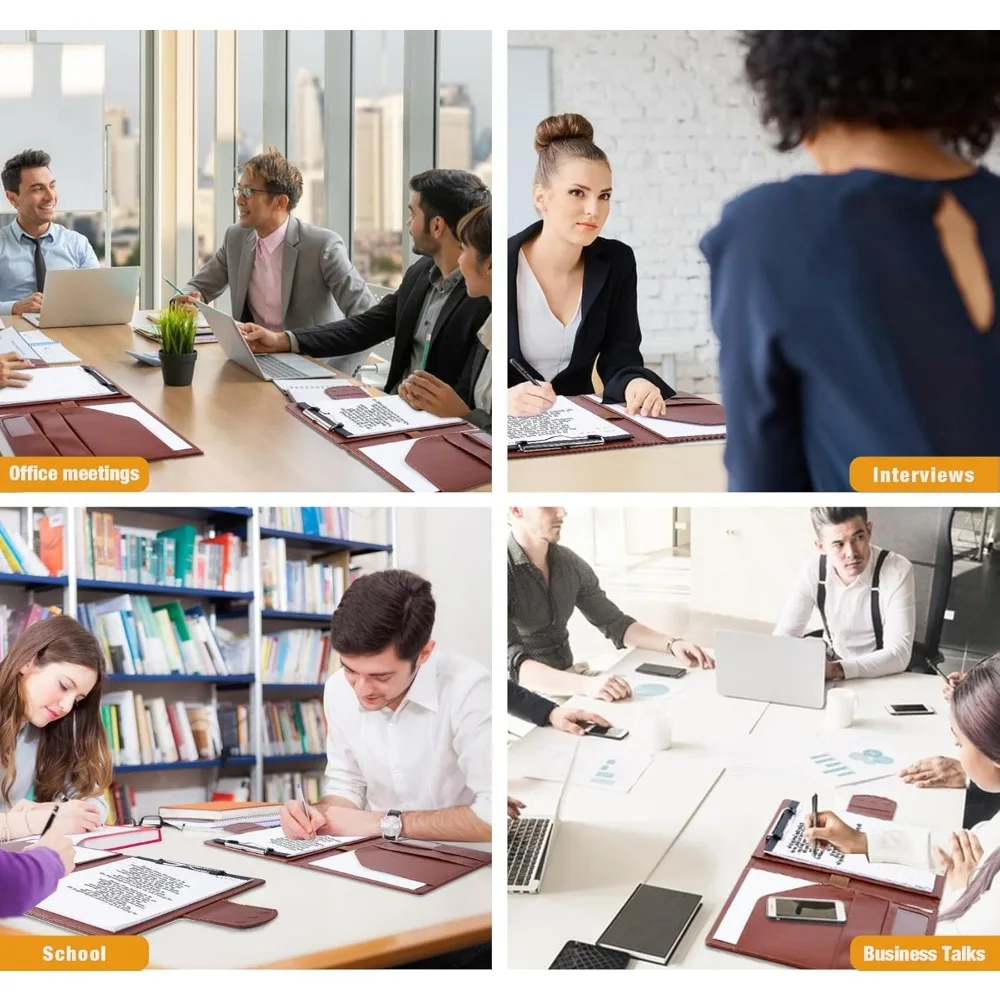 حافظة من جلد البولي يوريثان، حافظة تخزين مجلدات جلدية مقاس A4 مع غطاء إغلاق مغناطيسي، مجلد استئناف الأعمال مع Pe فاخر