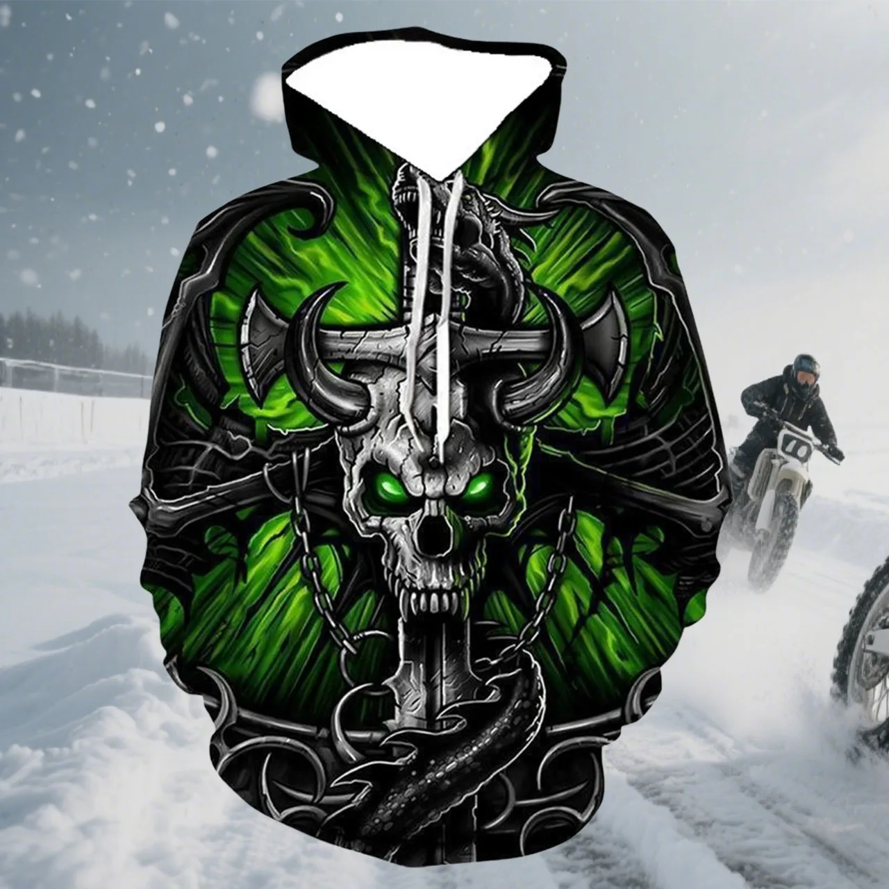 

Autumn and Winter New Fashionable Hip Hop Long Sleeve Sweater Snow Long Sleeve Hoodie Outdoor Sports Leisure Warm Printed Hoodie