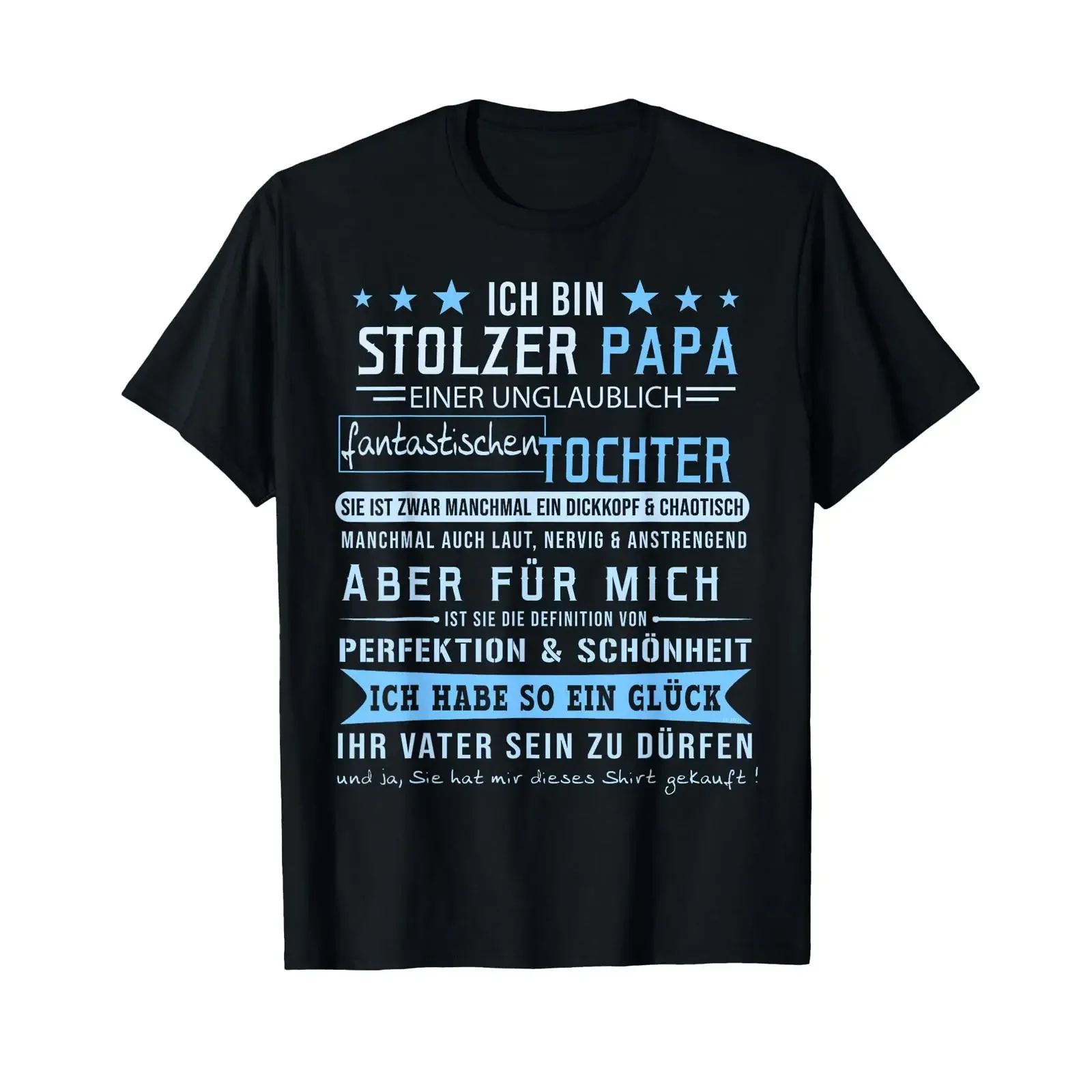 T Shirt with German Text Ich Bin Stolzer Papa Vater Tochter Eltern Geschenk vintage Washed Versatile streetwear Breathable
