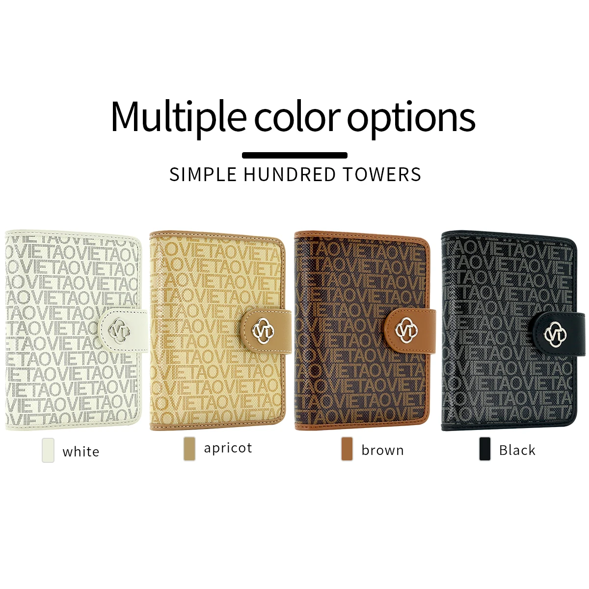 Portfel podróżny VIETAO z wieloma przegródkami na dokumenty, miejscem na długopis i przegródką na monety, portfel na paszport ze skóry PU z nadrukiem liter.