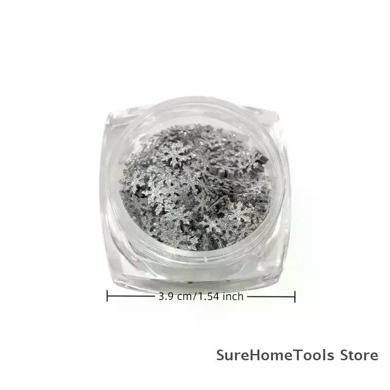 عيد الميلاد ندفة الثلج مسمار الترتر تألق الشتاء رقائق سبانجلز ثلاثية الأبعاد مسمار الفن لاصقة تزيين نصائح سحر مانيكير صالون DIY بها بنفسك