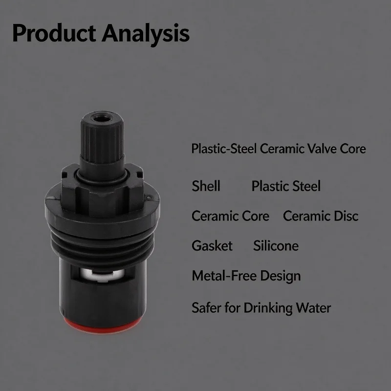 Universal Faucet Ceramic Cartridge, 1/4 Turn Quick Open Tap Valve Core for Hot Cold Water Angle Valve