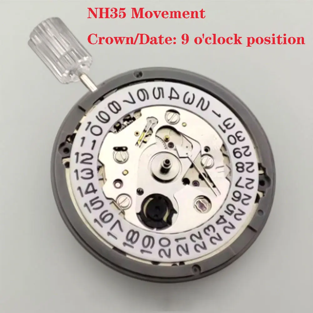 Watch  NH35 automatic mechanical movement crown and date both located at the 9 o 'clock position Watch accessories