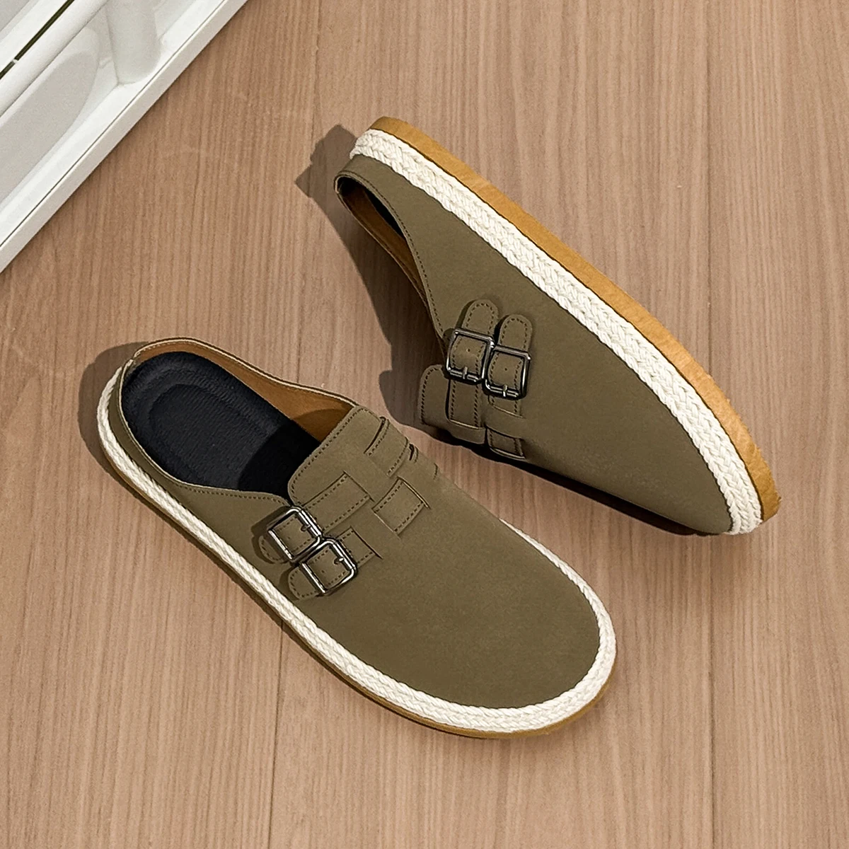 Platform Mules Man Open Back Casual Shoes Half Shoes for Men Backless Loafers Slippers Closed-toe Slides Sandal Slip On Flats
